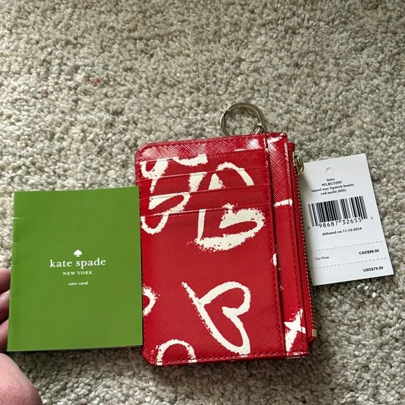 Kate Spade Red and White Heart Pouch - Picture 5 of 7